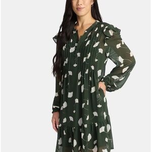 Time and Tru Women's Pintuck Mini Dress with Long Sleeves, Size Medium